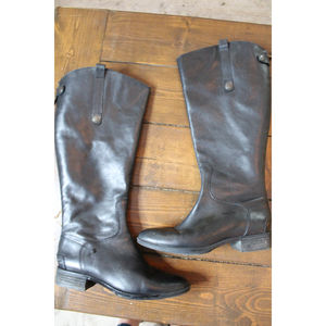 Sam Edelman Black Leather Riding Boots Penny Size 7.5